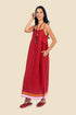 Sleeveless long dress in cotton with adjustable straps